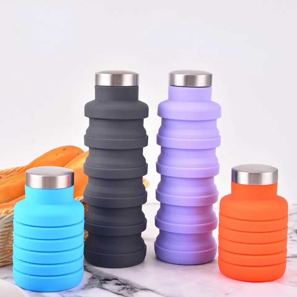 1pc Collapsible Water Bottle, Reuseable BPA Free Silicone Foldable Bottles Portable