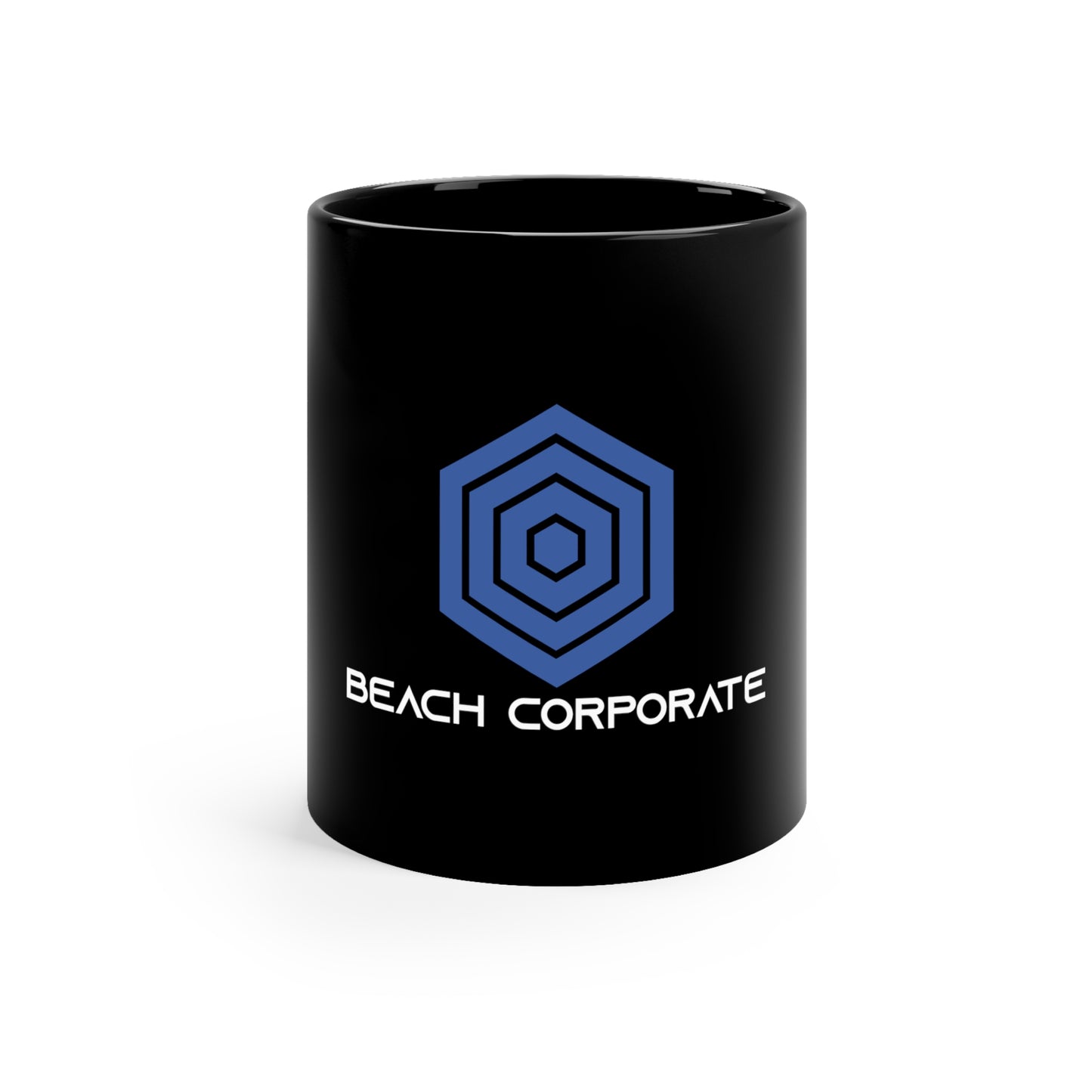 Beach Corporate Black Mug 11 Oz.