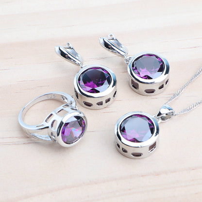 Sterling Silver Purple/Amethyst Jewelry Set