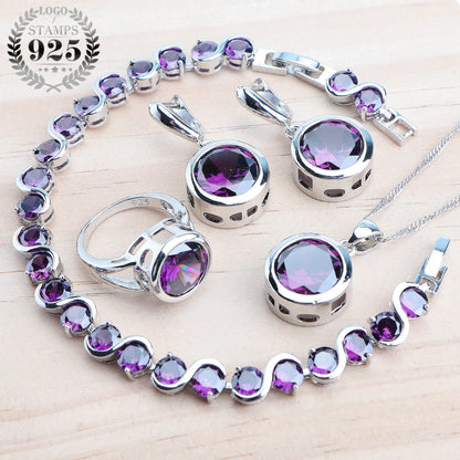 Sterling Silver Purple/Amethyst Jewelry Set