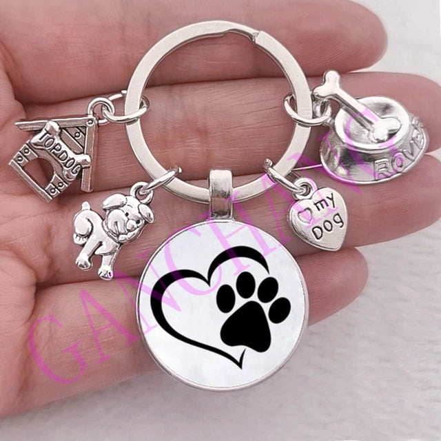 Dog Keychains with Animal Prints - I Love My Dog