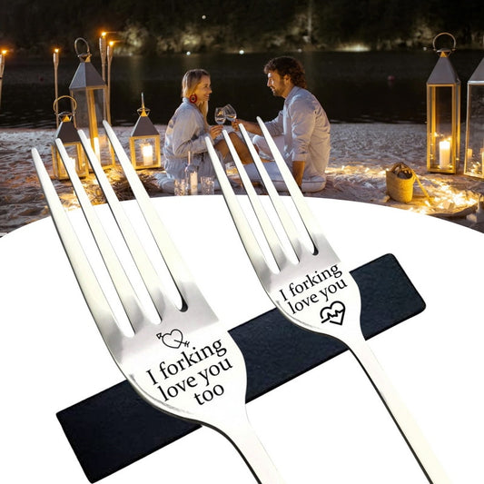 Engraved Fork and Spoons - Gift For Husband Wife And Family Stainless Steel - Print Forks Spoons