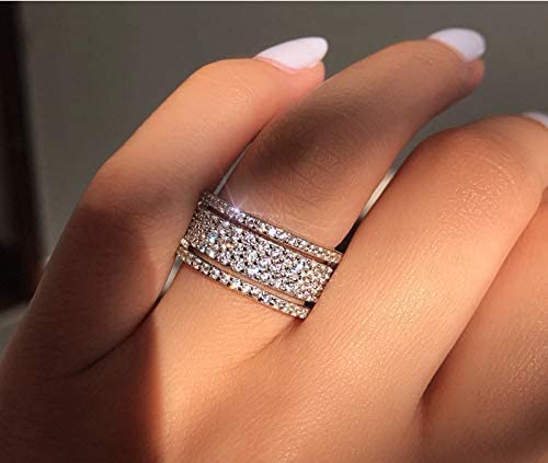 Ladies Fashion 925 Sterling Silver Eternity Band with CZ