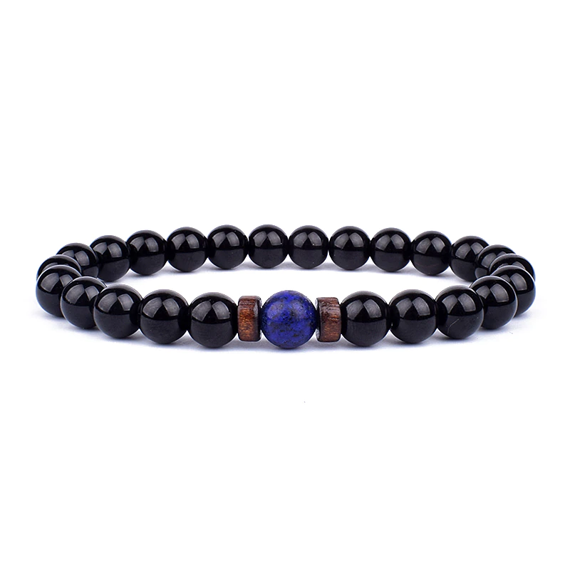 Mens Beaded Bracelets Lava Rock Stone Beads Bracelet