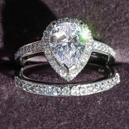 Pear Shaped 3 Ct. Sterling Silver CZ Ring