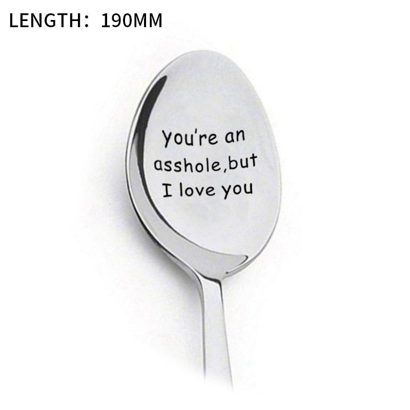 Engraved Fork and Spoons - Gift For Husband Wife And Family Stainless Steel - Print Forks Spoons