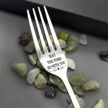 Engraved Fork and Spoons - Gift For Husband Wife And Family Stainless Steel - Print Forks Spoons