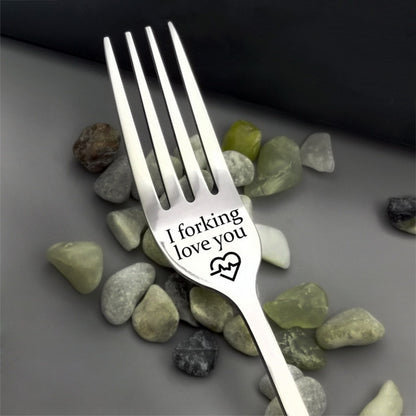 Engraved Fork and Spoons - Gift For Husband Wife And Family Stainless Steel - Print Forks Spoons