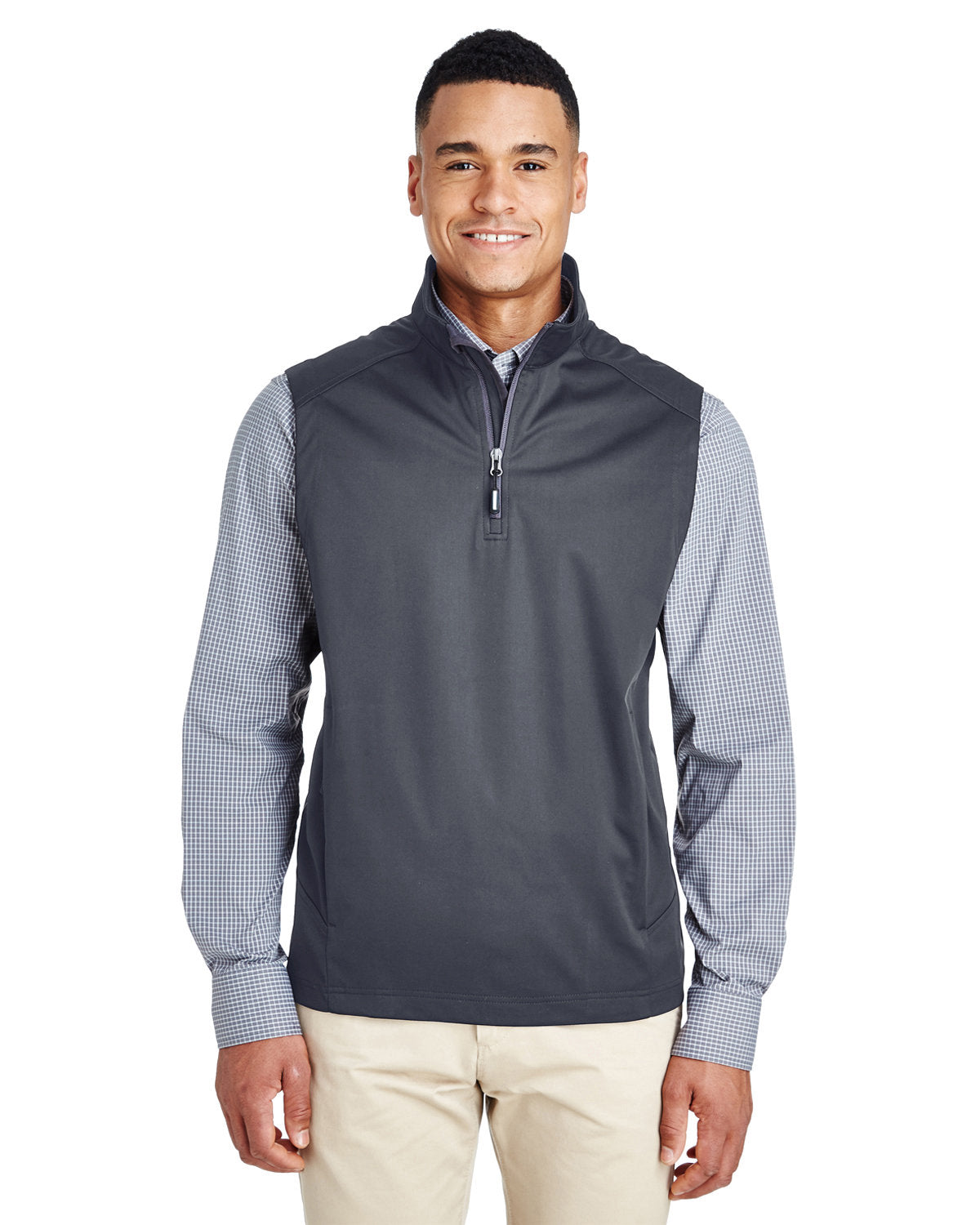 Core 365 Men's Techno Lite Three-Layer Knit Tech-Shell Quarter-Zip Vest