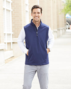 Core 365 Men's Techno Lite Three-Layer Knit Tech-Shell Quarter-Zip Vest