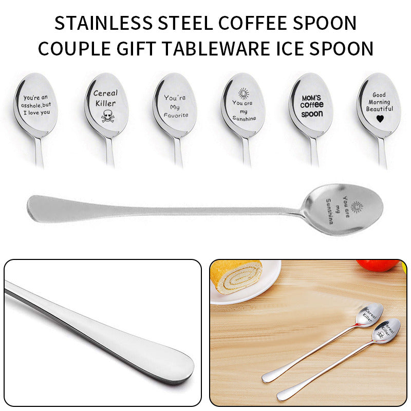 Engraved Fork and Spoons - Gift For Husband Wife And Family Stainless Steel - Print Forks Spoons