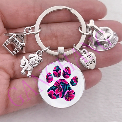 Dog Keychains with Animal Prints - I Love My Dog