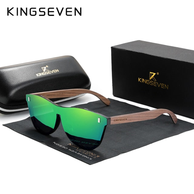 KINGSEVEN Vintage Men Walnut Wooden Sunglasses UV400