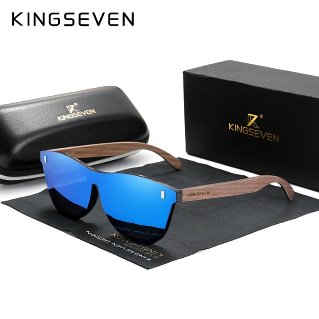 KINGSEVEN Vintage Men Walnut Wooden Sunglasses UV400