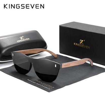 KINGSEVEN Vintage Men Walnut Wooden Sunglasses UV400