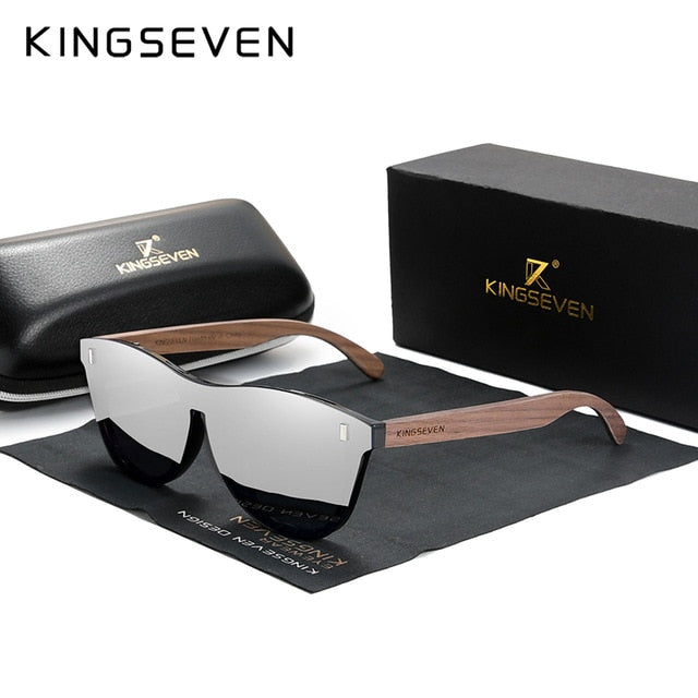 KINGSEVEN Vintage Men Walnut Wooden Sunglasses UV400