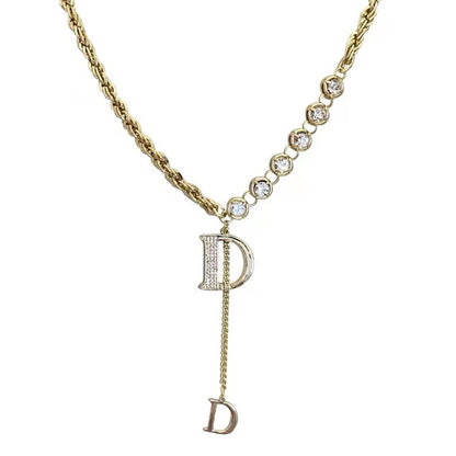 Fashionable Designer style CZ Letter Pendant Necklace