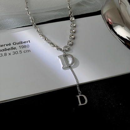 Fashionable Designer style CZ Letter Pendant Necklace