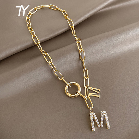 Woman Stylish Letter Pendant Necklace Chain